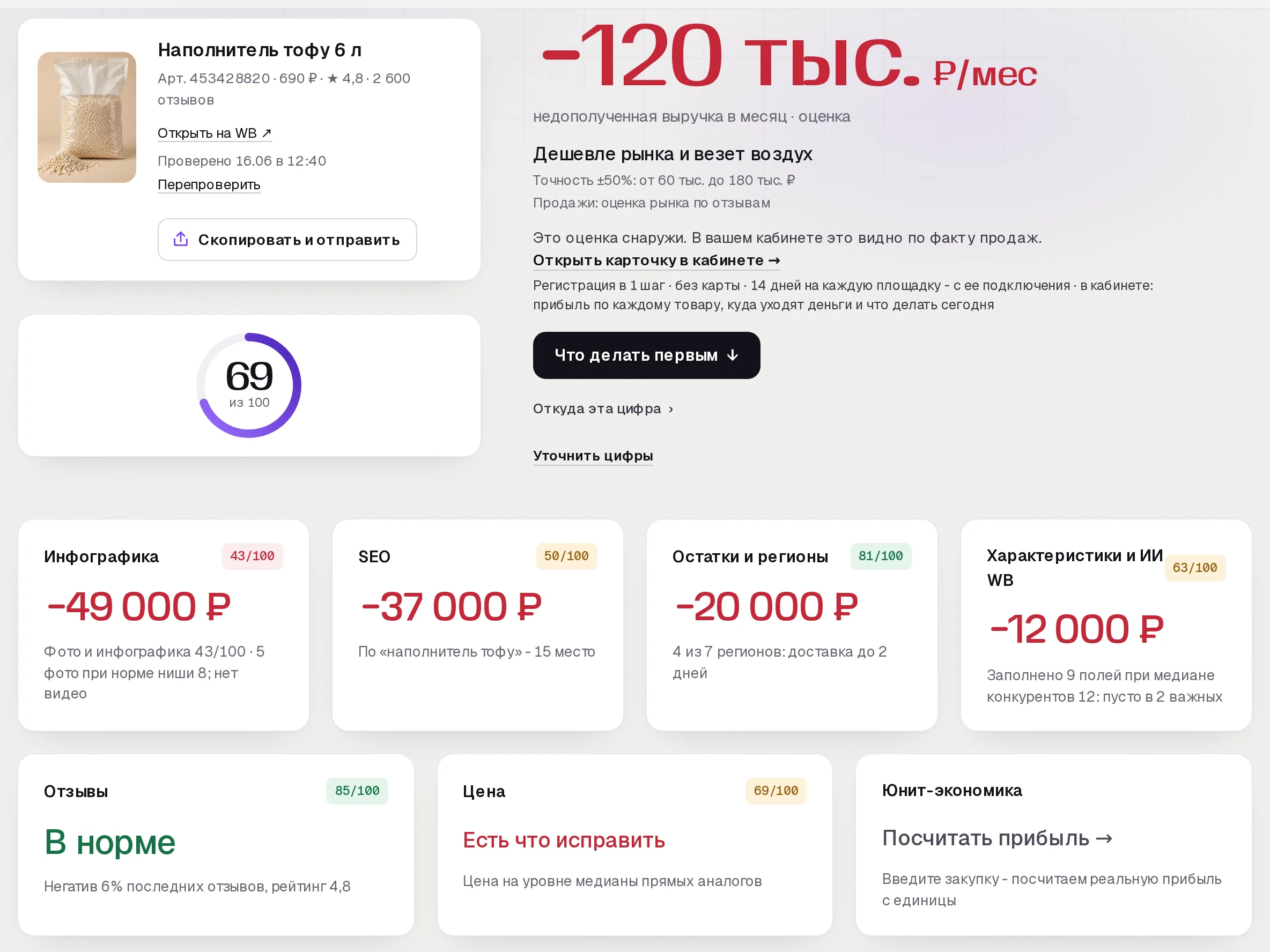 Отчет бесплатного аудита SkuScan по наполнителю тофу