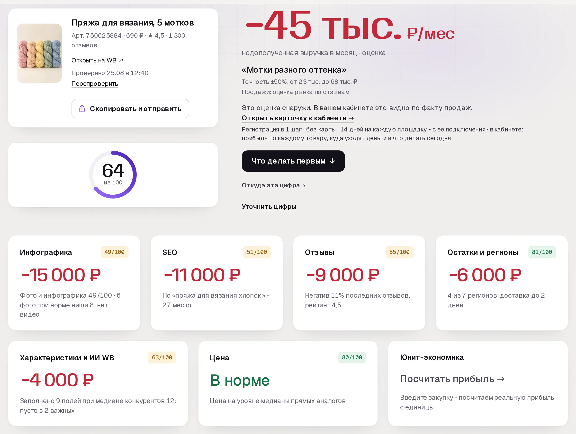 Отчет бесплатного аудита SkuScan по пряже